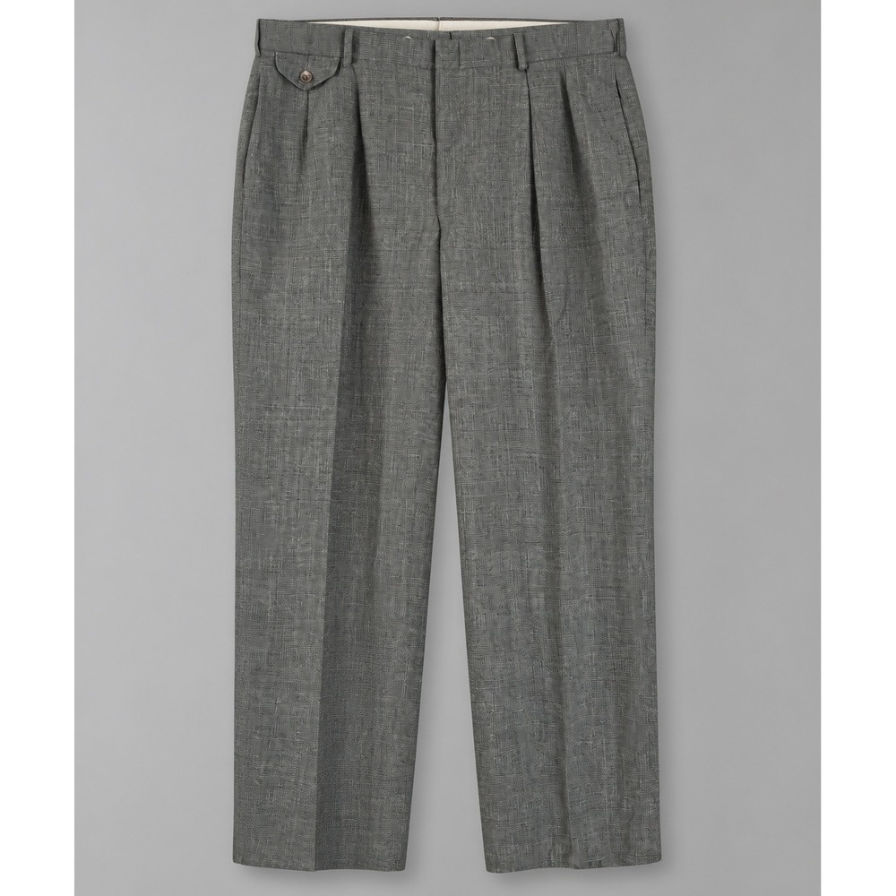 Polo Ralph Lauren Gray Glen Plaid Pleated Wide Leg Pants 35x30 Suspenders Button